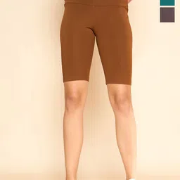 COLOR CAPITAL Women Pack Of 3 Antimicrobial High Rise Above Knee Cycling Tights-picture-15