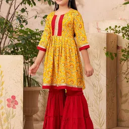 Aarika Girls Floral Printed Regular Kurta with Sharara image 5