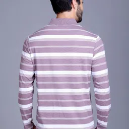 SANE ORIGINALS Men Striped Polo Collar Pockets T-shirt image 2
