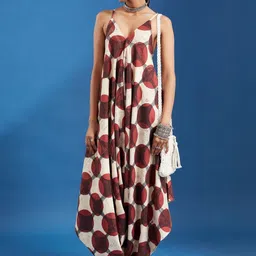 Taavi Pure Cotton Geometric Handblock Printed Shoulder Adjustable Strap Jumpsuit-picture-28