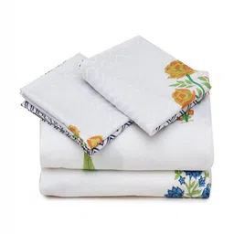 Myntra Elegant Homes RR Creations White Floral 400 TC King Bedsheet Set 2.28 m x 2.74 m image 3