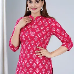 TANISHA Print Mandarin Collar Longline Top image 3