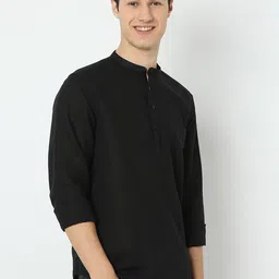 SPYKAR Band Collar Linen Straight Kurta image 3