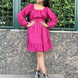MON FASHION COLLECTION Women Square Neck Fit and Flare Midi Dress-image-82
