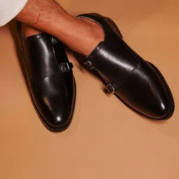 dmodot Men Leather Formal Monk Shoes image 2