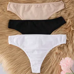 Trendyol Women Pack of 3 Solid Cotton Basic Briefs-picture-14