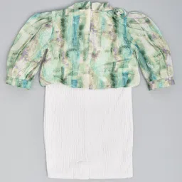 we11 Print Chiffon Peplum Dress image 3