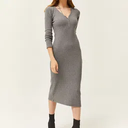 Olalook Women Solid Cotton Bodycon Dress-image-38