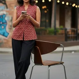 GULMEHAK Print Mandarin Collar Ethnic Cotton Top image 3