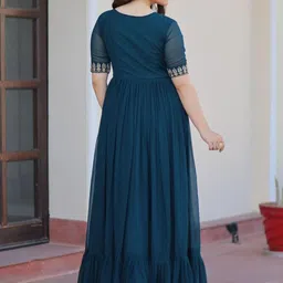 Tilton Embellished Embroidered Georgette Fit & Flare Maxi Dress image 3