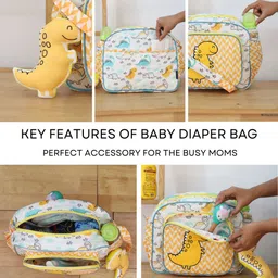 ROSADA Kids Dinosaur Printed Lightweight With Toy Hanging Baby Diaper Bag image 2