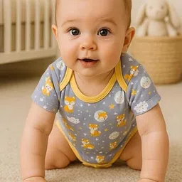 Adhigams Kids Printed Light Blue Baby Rompers-picture-36
