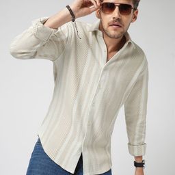VASTRADO Men Classic Fit Vertical Striped Spread Collar Cotton Casual Shirt-picture-28