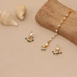 Ruby Raang Girls Gold-Plated Kundan-Studded & Pearls Beaded Jewellery Set-picture-30