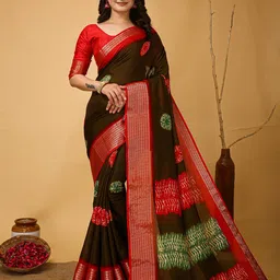 HERE&NOW Ethnic Motifs Zari Art Silk Banarasi Saree-picture-19