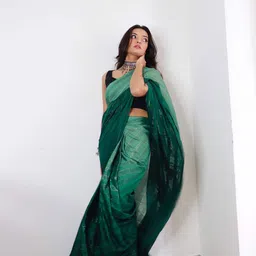 HERE&NOW Striped Pure Chiffon Ready to Wear Jamdani Saree image 2