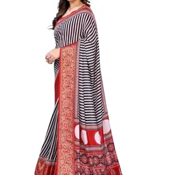 MAGNEITTA Striped Zari Silk Blend Designer Saree image 4