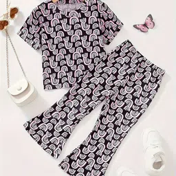 YK Girls Printed Top with Trousers-image-66