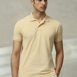 Mufti Men Self Design Polo Collar Cotton Slim Fit T-shirt image 1