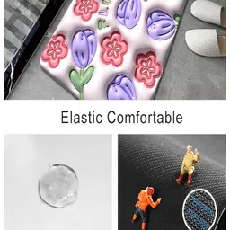 TLISMI Pink & Yellow 3D Visual Printed Anti-Slip Bath Rug image 2