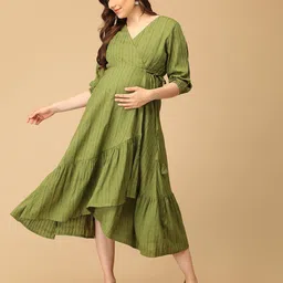 The Mom Store Ruffled Maternity Midi Dress-image-83