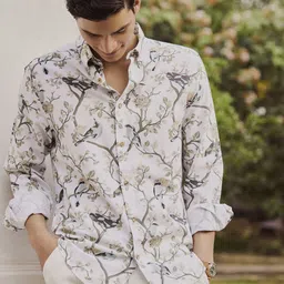 Andamen Men Premium Regular Fit Floral Printed Button-Down Collar Casual Shirt-image-25