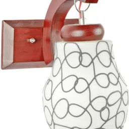 1ST TIME Black & White Printed Wood Contemporary Wall Lamp image 2