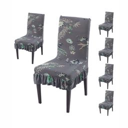 HOKIPO Set Of 6 Grey Printed Chair Covers-picture-28