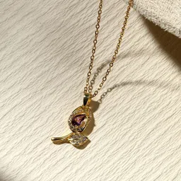 SALTY Women Amethyst Dew Stone-Studded Floral-Shaped Pendant With Chain image 4