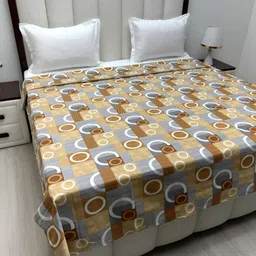 Pure Decor Grey & Yellow Printed Double King Duvet Cover-image-75
