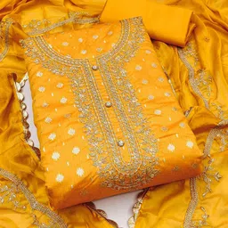 DIVASTRI Floral Embellished Unstitched Dress Material-picture-25