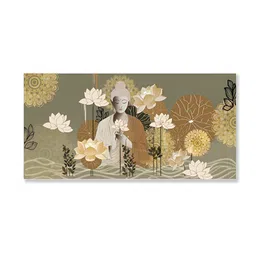 nestroots Green & White Budhha Printed Religious Canvas Painting Wall Art image 3