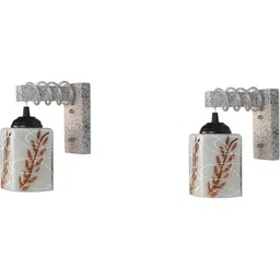 1ST TIME Brown & White Printed Wood Rectangle Shaped Wall Lamp image 4