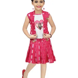 CHANDRIKA Girls Pink Printed Dress-image-4