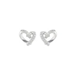 Shyne Jewels Rhodium-Plated 925 Sterling Silver CZ Studded Heart Shaped Studs-image-62