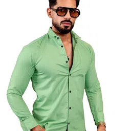 VORTEX Men Original Fit Solid Spread Collar Cotton Casual Shirt-picture-36