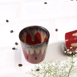 AMALAFIEE CERAMICS Red & Grey 2 Pieces Printed Glossy Ceramic Cups 200 ml-image-92