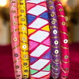 JEWELWATI Set Of 5 Thread Bangles-picture-11