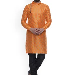 VEERA PARIDHAAN Floral Woven Design Straight Jacquard Kurta-image-96