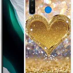 ignite Back Cover for Realme 5, RMX1911, GOLDEN, SPARKLE, HEART, DIL-picture-39