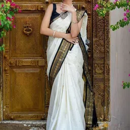 FASHIONIZO Woven Design Zari Saree With Unstitched Blouse Piece-picture-35