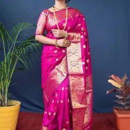 BAFNA MENS WEAR Woven Design Zari Silk Blend Saree-picture-36