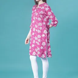 V-Mart Floral Printed Band Collar Gotta Patti Straight Kurta image 3