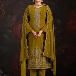Clora Creation Embroidered Velvet Unstitched Dress Material-picture-28