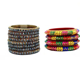 SAND Set Of 12 Glass Artificial Stones Bangle-image-71