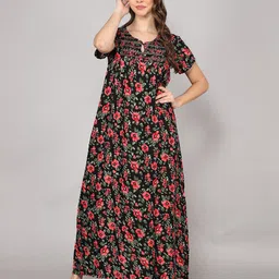 evolove Women Floral Printed Maxi Nightdress-image-53