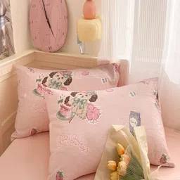 JC HOME Pink & Blue 4 Pieces Self Design Single Bedding Set image 5