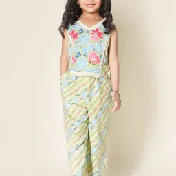 LIL PITAARA Girls Floral Printed Pure Cotton Co-Ords Set-image-51