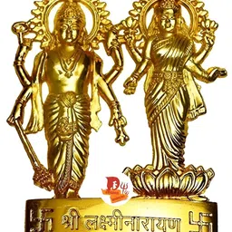 DARIDRA BHANJAN Gold-Toned Laxmi Vishnu Laxmi Narayan Religious Idol Showpiece image 4