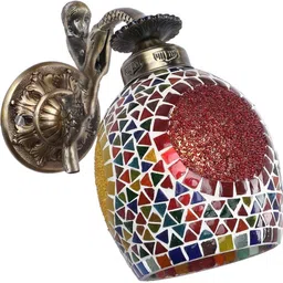 1ST TIME Multicoloured & Multicoloured Textured Metal Frustum Shaped Wall Lamp-image-12